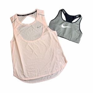 Nike Women’s Pink Breathe Mesh Running Tank/Nike Victory Shape High Support Bra
